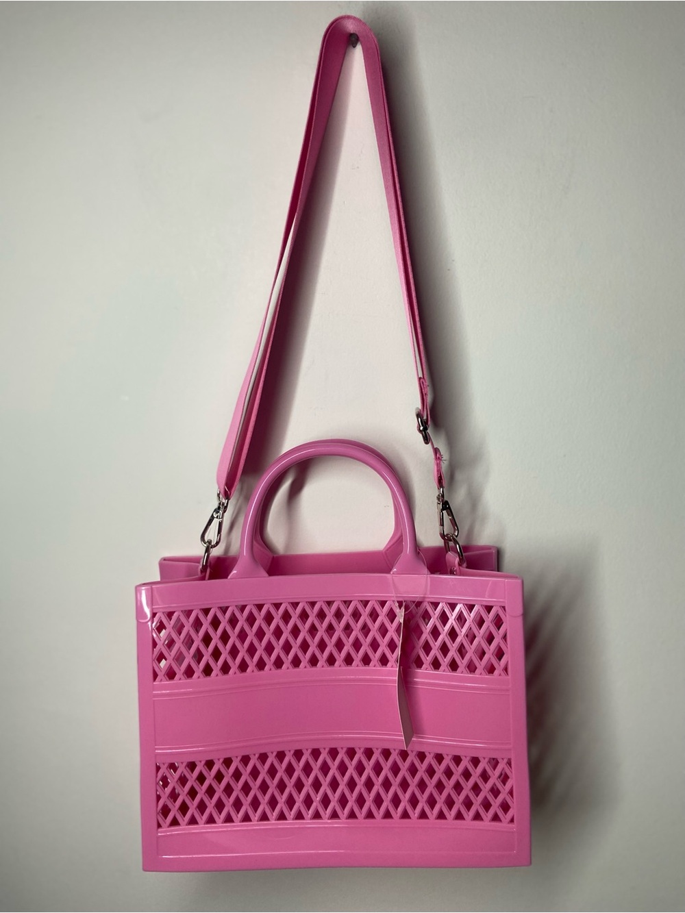 Pink Women's Structured Tote Bag with Detachable Strap